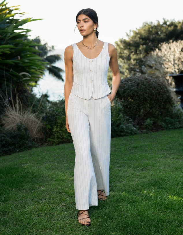 Forcast - Ria Stripe Cotton Blend Pants