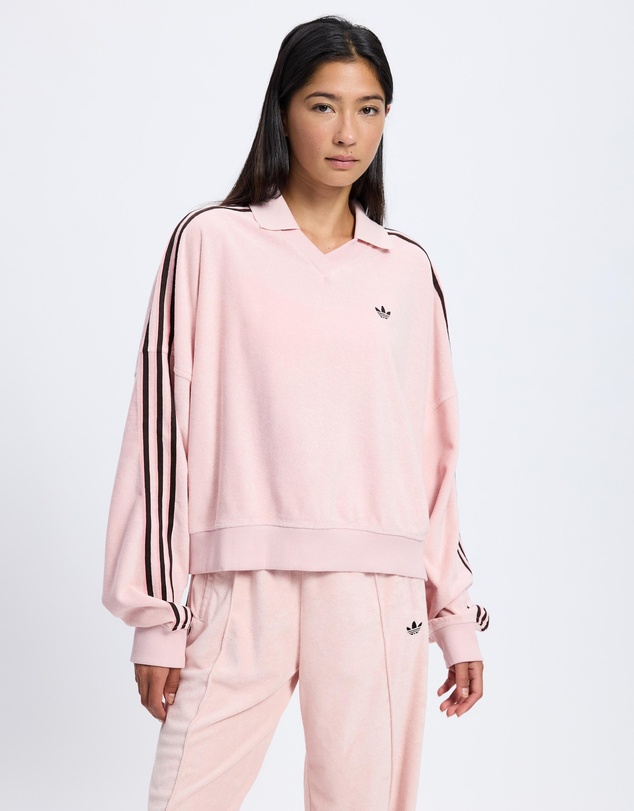 adidas Originals - Terry Towel V Neck Long Sleeve Top