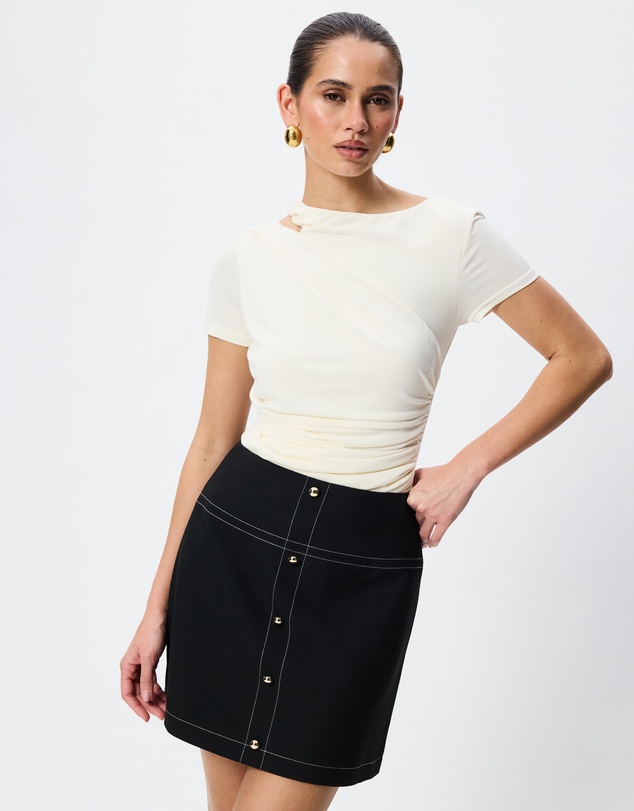 Tussah - Edie Gold Button Detail Mini Skirt