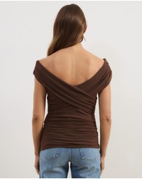 Atmos&Here - Ophelia Cross Off Shoulder Mesh Top