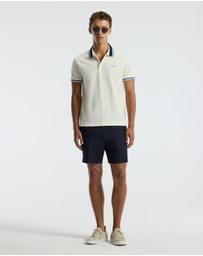 Calibre - Striped Trim Monogram Polo Cream
