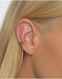 Elli Jewelry - Earrings Earcuff Curved Geo Basic 925 Sterling Silver Gold Plated