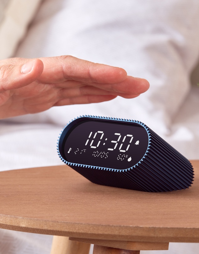 Lexon - Lexon Ray Clock Lcd Alarm Clock With Temperature / Humidity Display - Blue