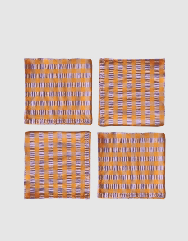 Mosey Me - Kumquat Bloom Seersucker Napkin Set
