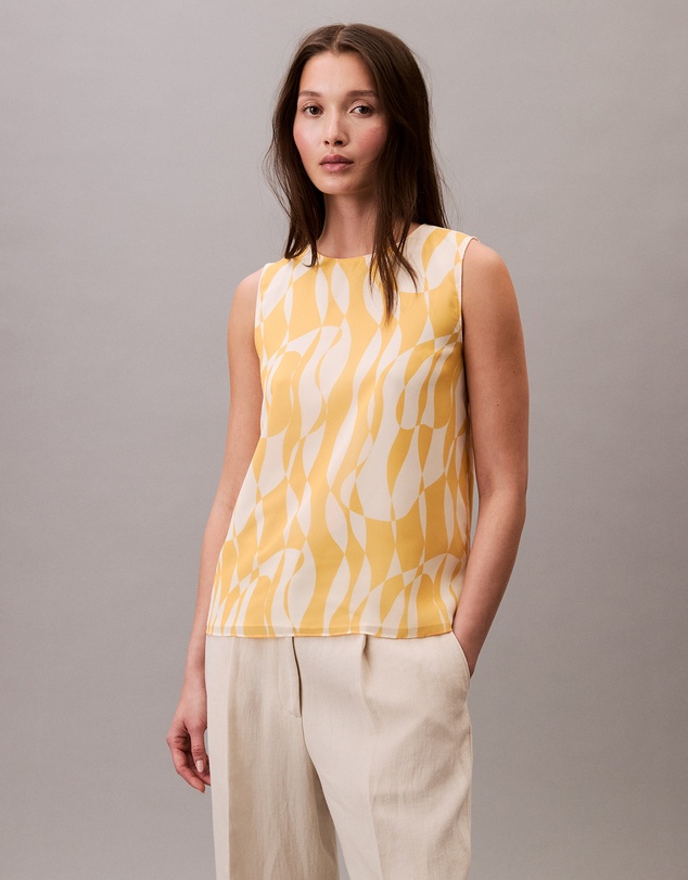 Calvin Klein - Printed Chiffon Sleeveless Top