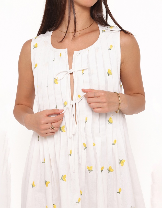 Petal & Pup - Madeline Mini Dress - Embroidered Lemons