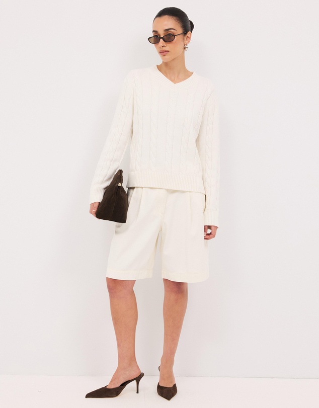 Calli - Leo Wool Blend Cable Knit Jumper