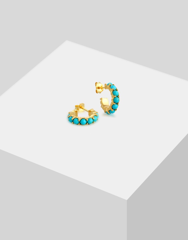 Elli Jewelry - Howlite Hoop Earrings in Gold-Plated 925 Silver