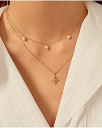 Ania Haie - Ania Haie Triple Shell Pearl Station Necklace