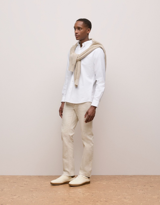 Trenery - Regular Fit Cotton Monogram Oxford Shirt in White
