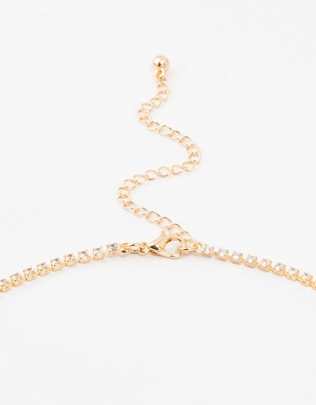 Lovisa - Gold Cubic Zirconia 2 Row Necklace and Earrings Set