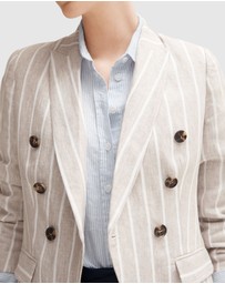 Trenery - Linen Yarn Dyed Stripe Double Breasted Blazer