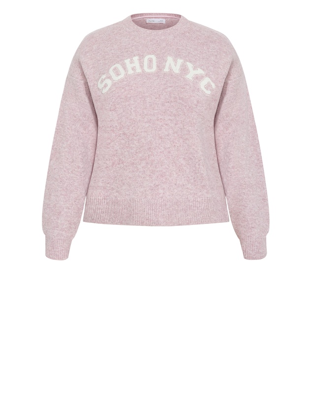 City Chic - Plus size Soho Crew Knit Jumper - pink marle