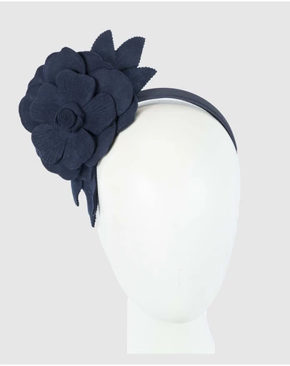 Max Alexander - Felt Navy Flower Racing Fascinator Headband