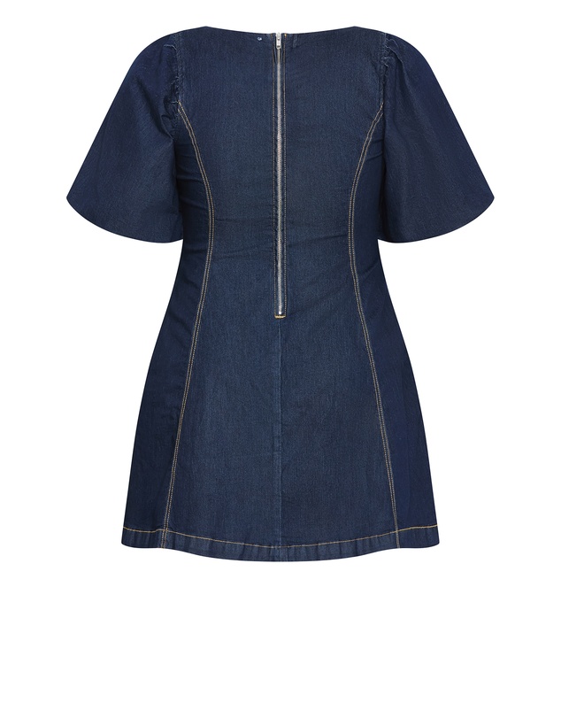 City Chic - Plus size Rodeo Denim Mini Dress - dark wash