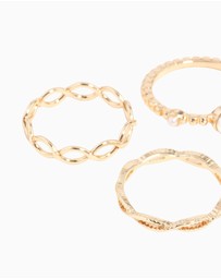 Lovisa - Gold Pearl & Twist Ring 5-Pack