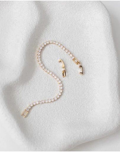 The White Collection - Abbie - Delicate Gold Tennis Bracelet
