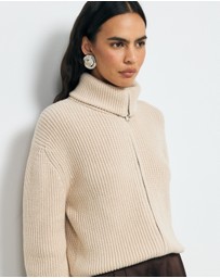 AERE - Clea Organic Cotton Zip Cardigan