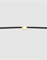 Elli Jewelry - Necklace Choker Heart Satin Ribbon in 925 Sterling Silver Gold Plated