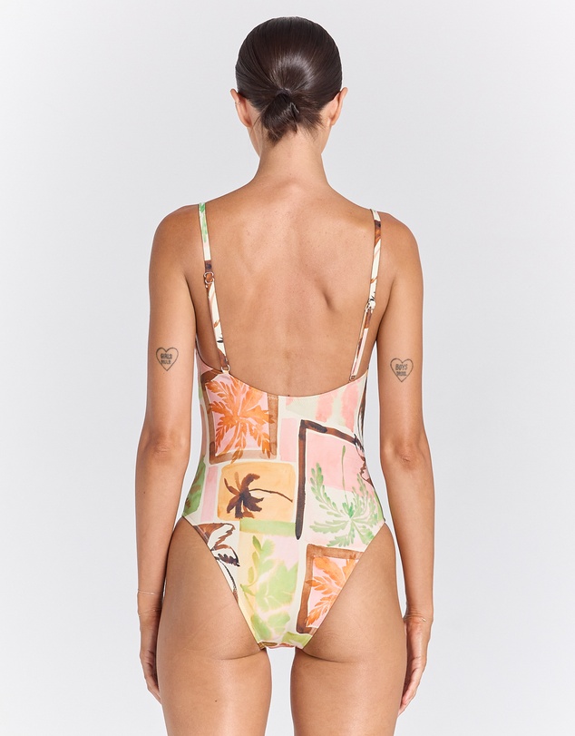 Poolside Paradiso - Florida Oasis One Piece Swimsuit - Sunset
