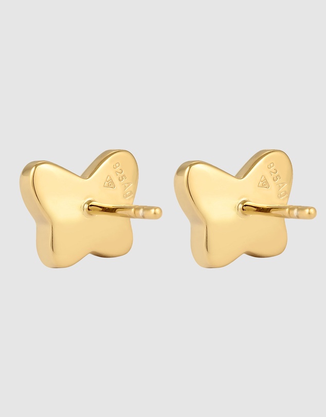 Elli Jewelry - Crystal Butterfly Stud Earrings in Gold-Plated 925 Silver