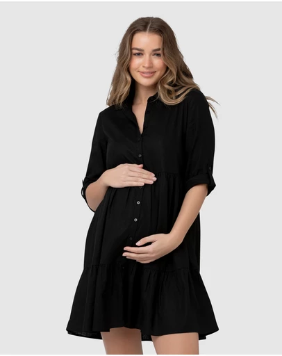 Ripe Maternity - Adel Linen Button Through Dress