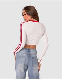 EDIKTED - Cherry On Top Long Sleeve Cropped T Shirt