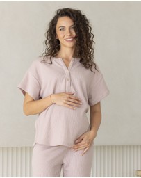 Angel Maternity - Amara Maternity Cotton Blend Lounge Top in Blush