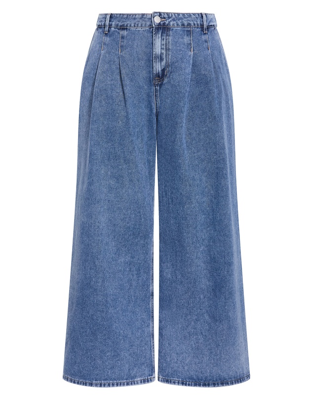 City Chic - Plus size Harley Fit Jessie Wide Leg Regular Jean - mid wash