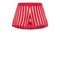 City Chic - Plus Size Issy Crochet Knit Stripe Short - red