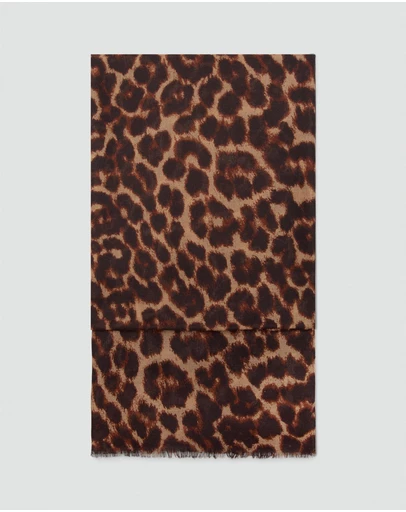 M.N.G - Leopard Print Scarf with Frayed Edges
