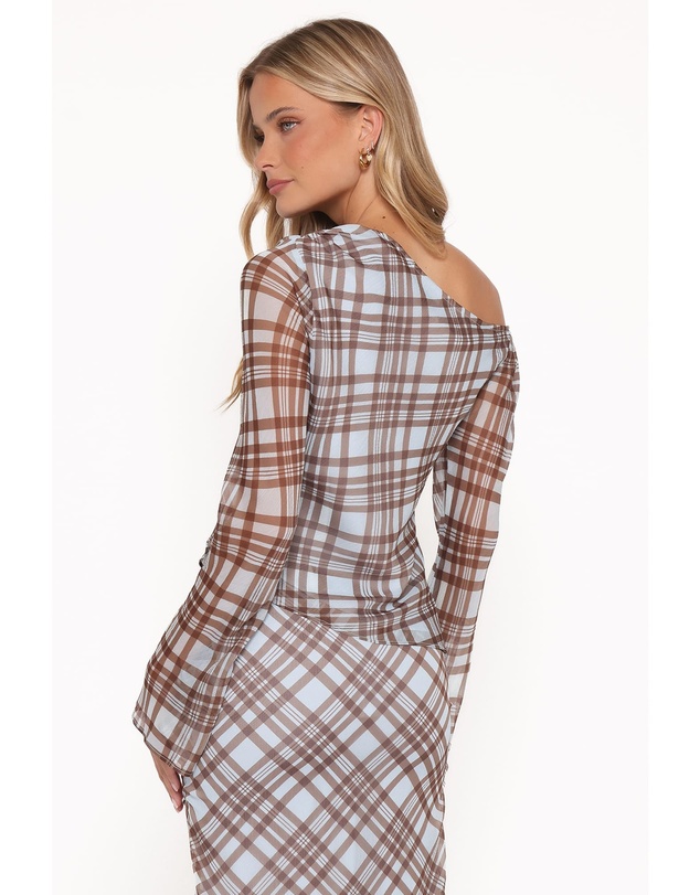 Petal & Pup - Caitriona Cowl Neck Top - Blue Plaid