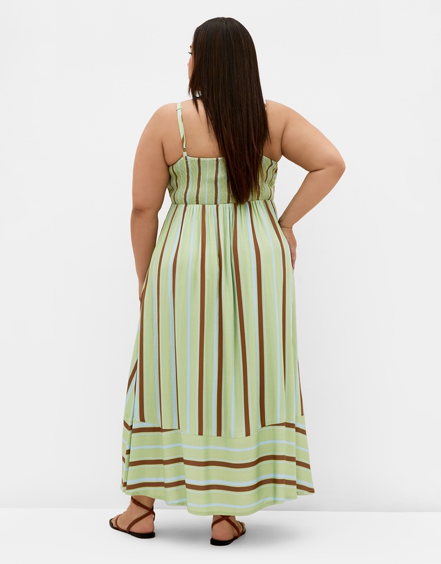 City Chic - Plus size Haven Stripe Maxi Dress - matcha
