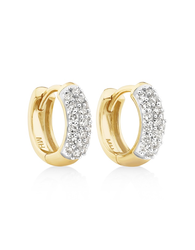 Michael Hill - Mini Hoops with 0.25 Carat TW of Diamonds in 10kt Yellow Gold
