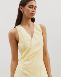 Atmos&Here - Stephanie Linen Blend Wrap Front Midi Dress
