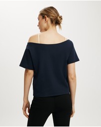 Cotton On - The Sporty Off Shoulder Graphic Tee
