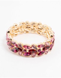 Lovisa - Gold Pink & Red Stone Set Wrist Cuff