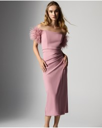 Montique - Enora Feather Trim Cocktail Dress