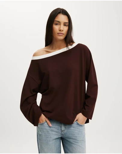 Cotton On - Boxy Off Shoulder Long Sleeve