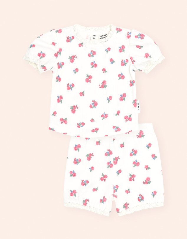 Huxbaby - Floral Pointelle Puff Slv PJs - Babies-Teens