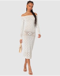 EDIKTED - Lily Crochet Off Shoulder Midi Dress
