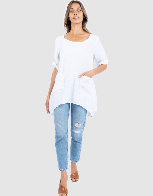 CAMIXA - Federica Linen Tunic Top
