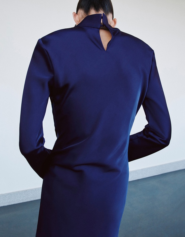 M.N.G - Satin High-Neck Dress