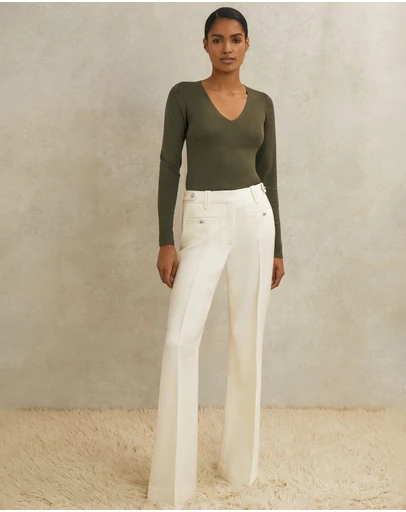REISS - ATELIER Athena Wool Stud Flared Trousers