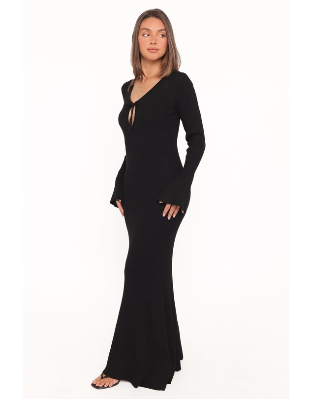 Petal & Pup - Desley Knit Long Sleeve Maxi Dress - Black