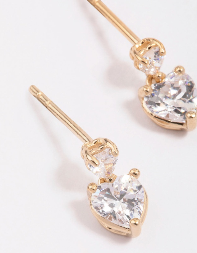 Lovisa - Gold Plated Sterling Silver Heart Cubic Zirconia Stud Earrings