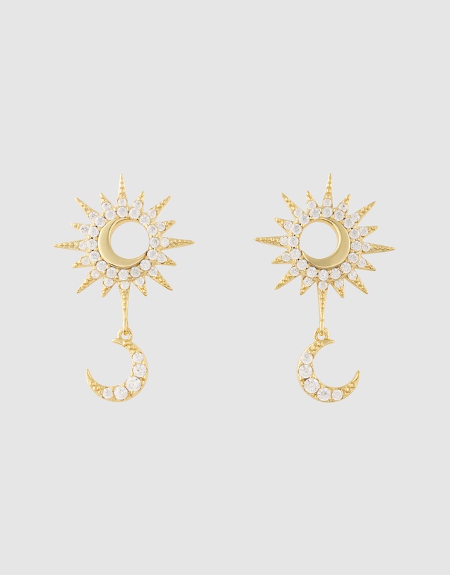 Wanderlust + Co - Sunlit Crescent Gold Drop Earrings