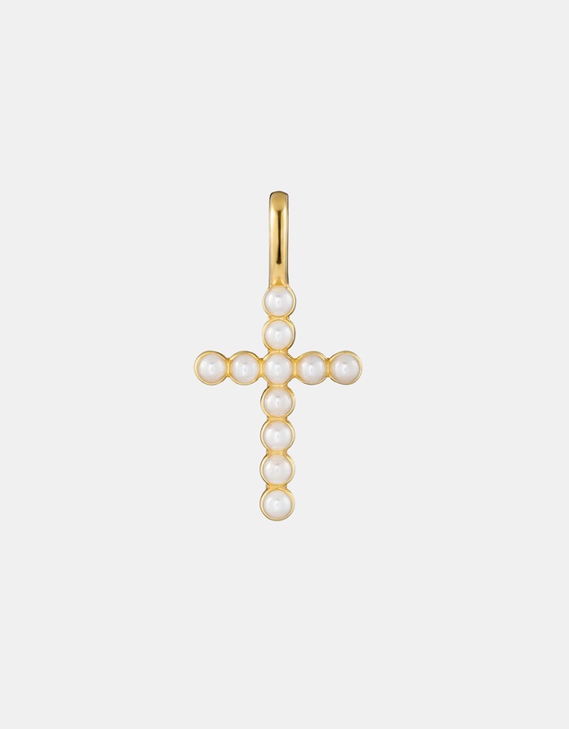 Zoe Olivia - 14K Gold Vermeil Shell Pearl Cross Charm