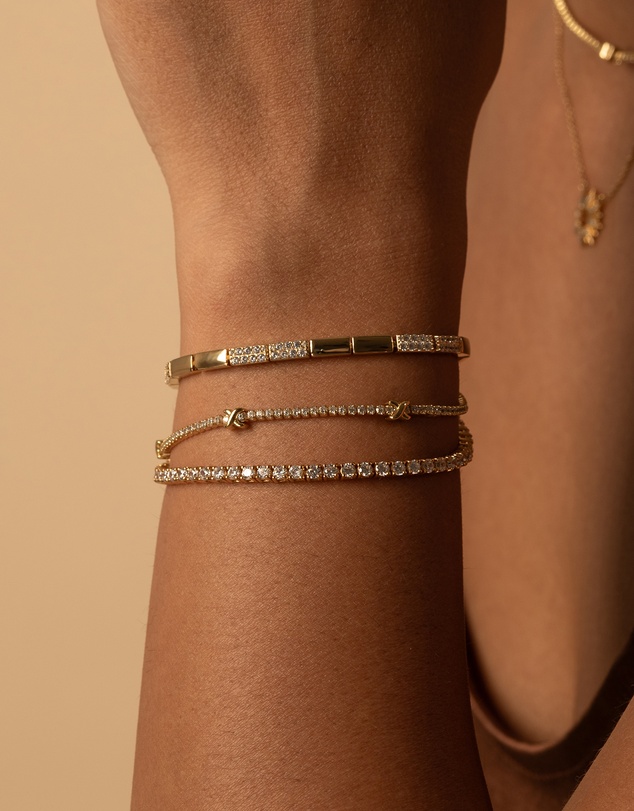 Wanderlust + Co - Pave 14K Gold Vermeil Petite Tennis Bracelet