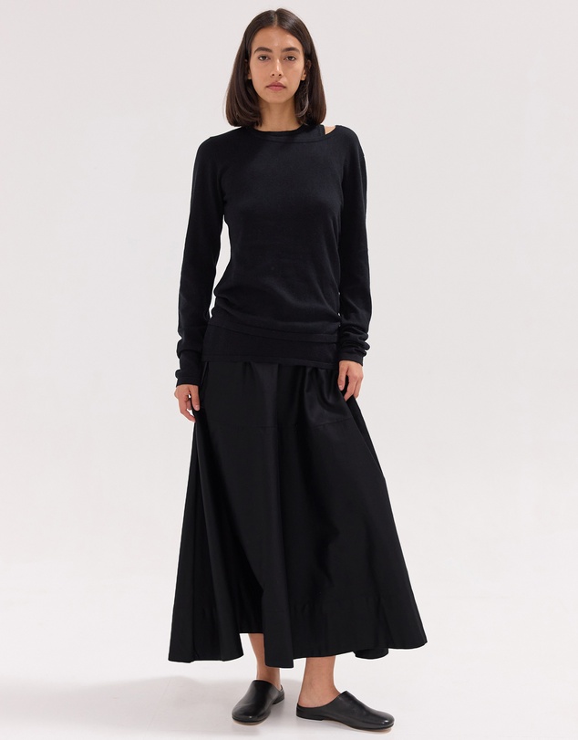 Cloth & Co. - The Poplin Maxi Skirt Black